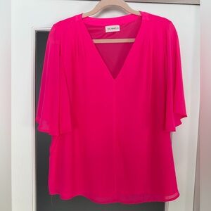 Vibrant Pink V-Neck Blouse by The Nines